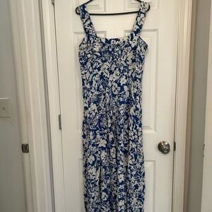 Vince Camuto Navy and Cream Floral Maxi Dress